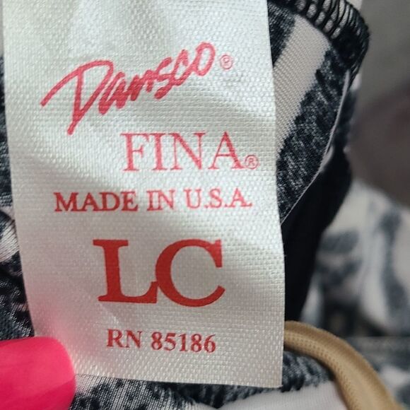 Dansco Hot Pink Zebra Dance Leotard Velour Plush Girls LC Large Belted Bodysuit - Picture 11 of 13